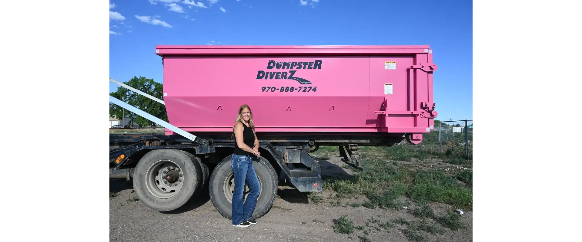 Dumpster Diverz truck providing reliable waste management services in Northern Colorado communities